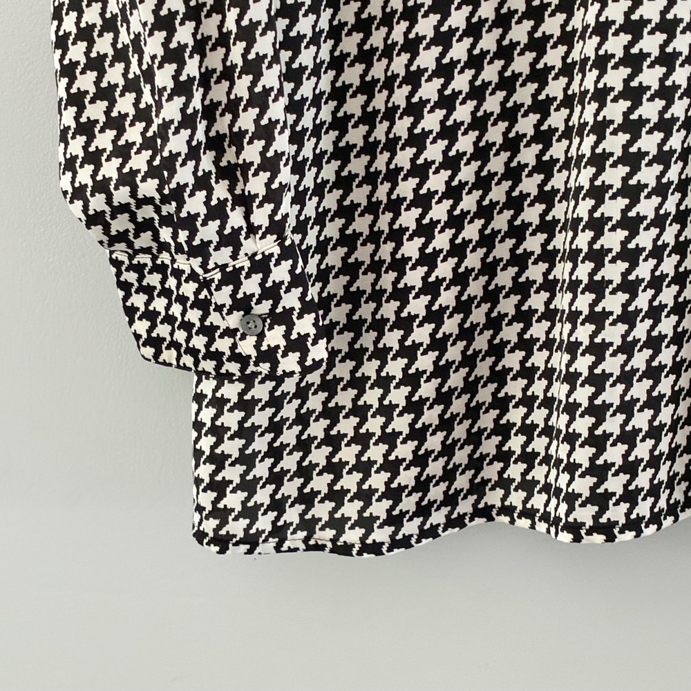 Lauren Ralph Lauren Shirt 3X Houndstooth Blouse Office Sophisticated Preppy - Picture 2 of 9
